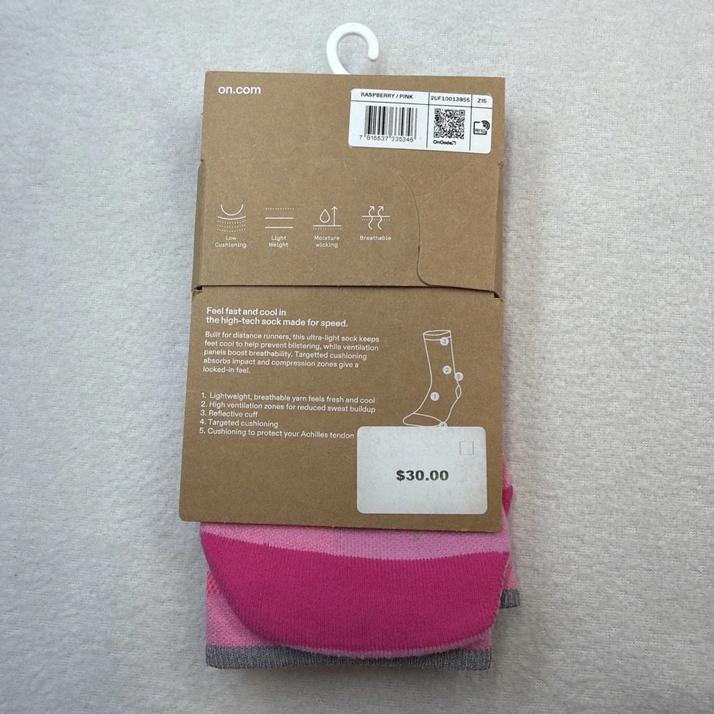 On Cloud Elite Run Sock High Women's Size 4-6 Raspberry/Pink New